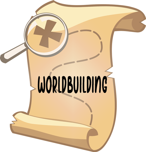 image of a map and a magnifying glass with the headline "Worldbuilding" to signal the next part of the post dedicated to the series' worldbuilding 